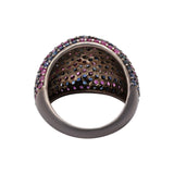 Natural Ruby and Sapphire Gemstone 925 Sterling Silver Black Rhodium Ring