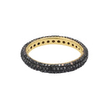 925 Sterling Silver Black Diamond Band Gold Plated Ring