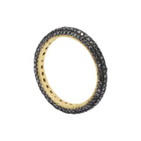 925 Sterling Silver Black Diamond Band Gold Plated Ring