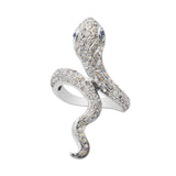925 Sterling Silver Snake Shaped Diamond Band Ring