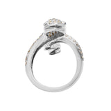 925 Sterling Silver Snake Shaped Diamond Band Ring