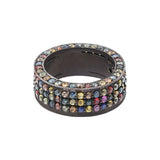 Multi Sapphire Gemstone 925 Silver Black Rhodium Band Ring