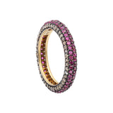 Natural Ruby Gemstone and Diamond 925 Sterling Silver Band Ring