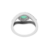 925 Sterling Silver Natural Emerald Gemstone and Diamond Band Ring