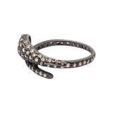 Black Rhodium Snake Natural Ruby Gemstone and Diamond 925 Sterling Silver ring