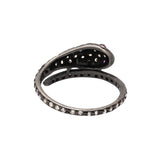 Black Rhodium Snake Natural Ruby Gemstone and Diamond 925 Sterling Silver ring