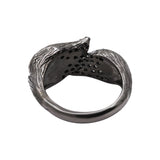 Natural Opal Gemstone and Diamond 925 Sterling Silver Black Rhodium Plated Bypass Ring