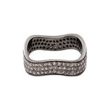 Black Rhodium Real Diamond 925 Sterling Silver Designer Band Ring