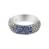Natural Blue Sapphire Gemstone and Diamond 925 Sterling Silver Ring