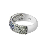 Natural Blue Sapphire Gemstone and Diamond 925 Sterling Silver Ring