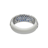 Natural Blue Sapphire Gemstone and Diamond 925 Sterling Silver Ring