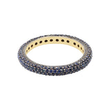 Natural Blue Sapphire Gemstone 925 Sterling Silver Gold Plated Band Ring