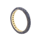 Natural Blue Sapphire Gemstone 925 Sterling Silver Gold Plated Band Ring