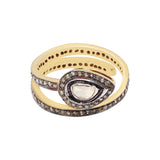 Adjustable 925 Sterling Silver Polki Diamond Gold Plated Handmade Ring