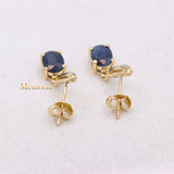 Natural Blue Sapphire & Diamond 14k Yellow Gold Drop Earring