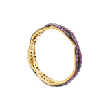 Natural Ruby Gemstone 925 Sterling Silver Gold Plated Band ring