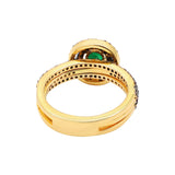 Natural Emerald Gemstone and Diamond Gold Plated 925 Sterling Silver Ring
