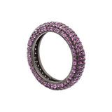 Natural Pink Sapphire Gemstone 925 Sterling Silver Black Rhodium Band Ring