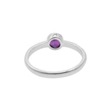 925 Sterling Silver Round Amethyst Round Cut Gemstone Texture Ring