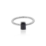 Twisted Gemstone Black Spinel 925 Sterling Silver Ring