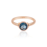 London Blue Topaz 925 Sterling Silver Round Rose Gold Plated Ring