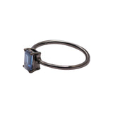 Rectangle Shaped Blue Sapphire 925 Black Rhodium Plated Ring