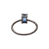 Rectangle Shaped Blue Sapphire 925 Black Rhodium Plated Ring