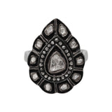 Designer Polki Diamond 925 Sterling Silver Pear Shaped Ring