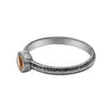 Texture Natural Citrine Gemstone 925 Sterling Silver Ring