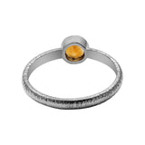 Texture Natural Citrine Gemstone 925 Sterling Silver Ring
