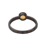Opal Gemstone 925 Sterling Silver Black Rhodium Plated Hammered Ring