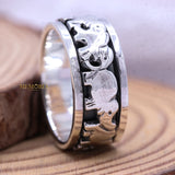 925 Sterling Silver Elephant Spinner Ring