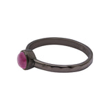 925 Sterling Silver Natural Round Cut Ruby Black Rhodium Hammered Ring