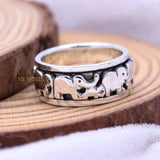 925 Sterling Silver Elephant Spinner Ring