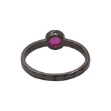 925 Sterling Silver Natural Round Cut Ruby Black Rhodium Hammered Ring