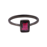 925 Sterling Silver Pink Tourmaline Gemstone Black Rhodium Ring
