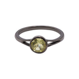 Natural Lemon Topaz Gemstone 925 Sterling Silver Black Rhodium Plated Ring
