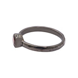 Natural Garnet Gemstone 925 Sterling Silver Black Rhodium Plated Hammered Ring