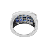 Natural Blue Sapphire Gemstone and Diamond 925 Sterling Silver Ring