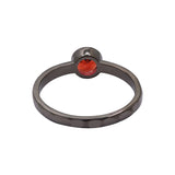 Natural Garnet Gemstone 925 Sterling Silver Black Rhodium Plated Hammered Ring