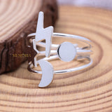 925 Sterling Silver Star Moon Ring