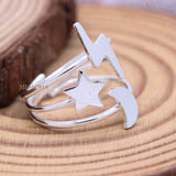 925 Sterling Silver Star Moon Ring