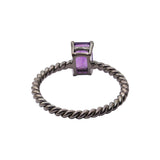 925 Sterling Silver Natural Amethyst Gemstone Black Rhodium Plated Twisted Ring