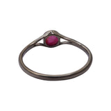 925 Sterling Silver Natural Ruby Gemstone Black Rhodium Plated Round Shaped Ring