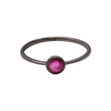 925 Sterling Silver Natural Ruby Gemstone Black Rhodium Plated Plain Ring