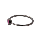 925 Sterling Silver Natural Ruby Gemstone Black Rhodium Plated Plain Ring