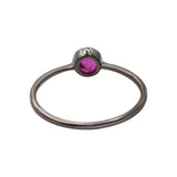 925 Sterling Silver Natural Ruby Gemstone Black Rhodium Plated Plain Ring