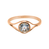 925 Sterling Silver Natural Aquamarine Gemstone Rose Gold Plated Ring