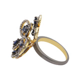 Natural Blue Sapphire Gemstone and Diamond 925 Sterling Silver Ring