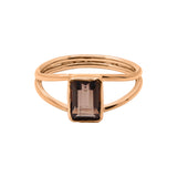 925 Sterling Silver Smokey Quartz Gemstone Rose Gold Plated Ring